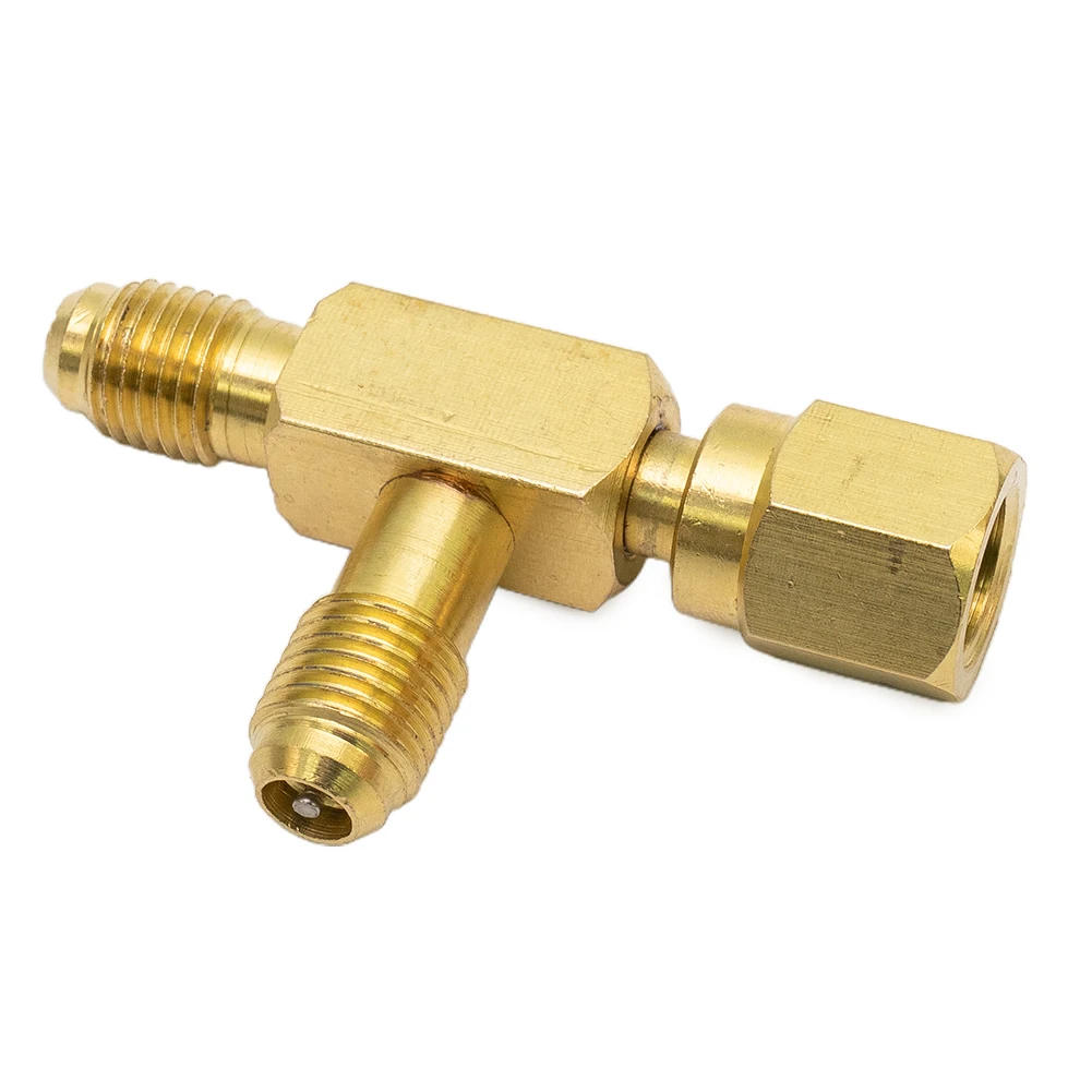 

New T Type Adapter T-shaped Add Gauge Brand New Deep Vacuum Manifold Tee Adapter With Rotary Connector 1/4X1/4X1/4"