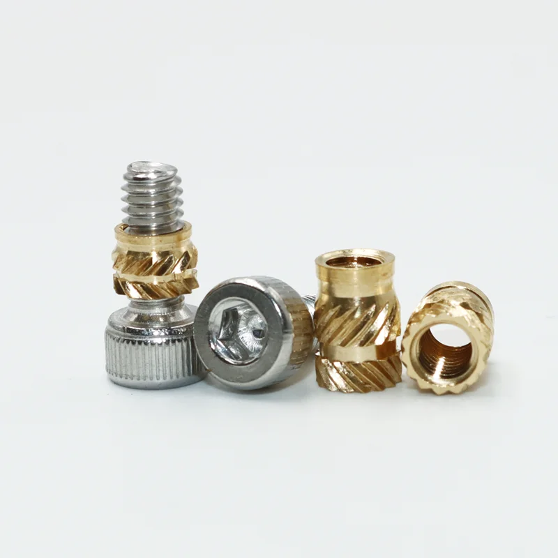 Insert Brass Nut and 304 Stainless Steel Screw Set Knurled Thread Heat Copper Nuts Embed Pressed Fit for 3d printer Plastic Case