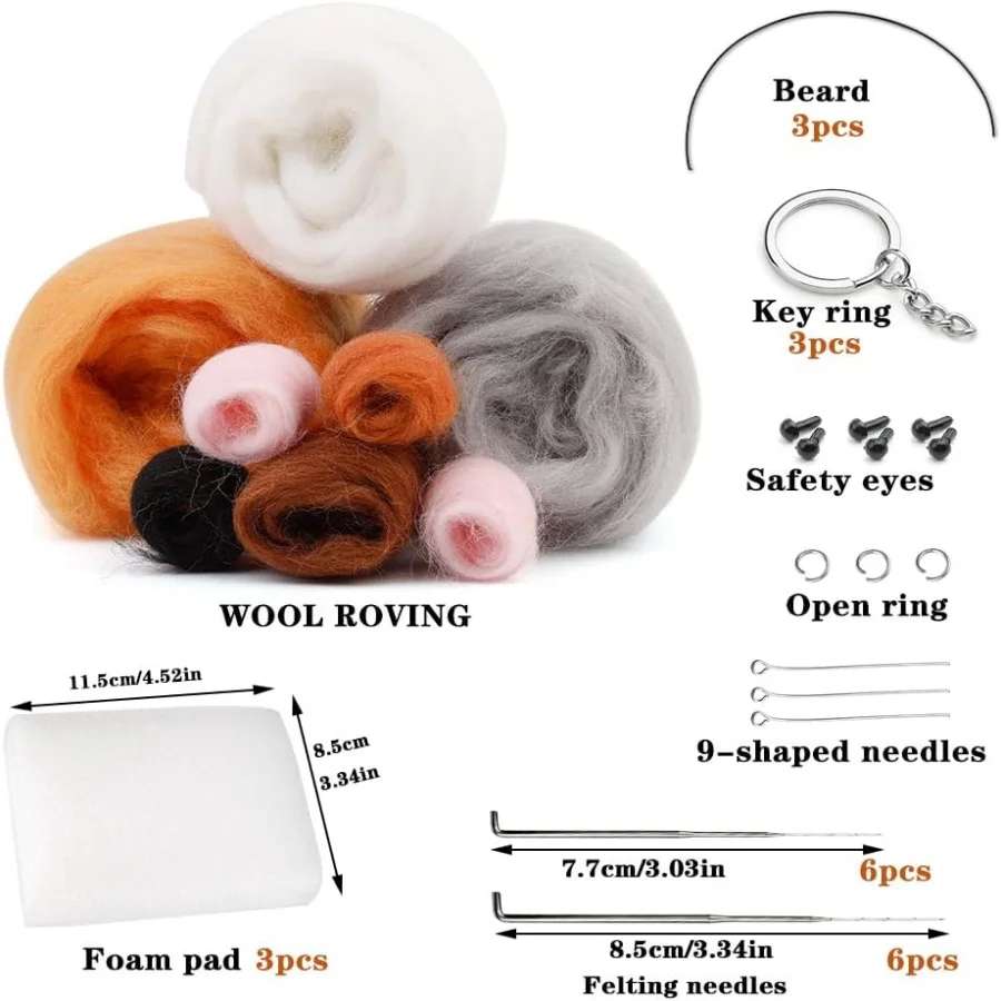Needle Felting Kit MIUSIE Needle Felting Starter Kit With Wool Keychain