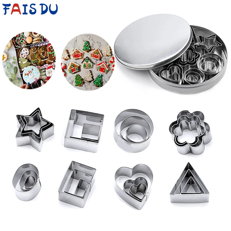 FAIS DU Stainless Steel Biscuit Cutters Geometric Forms for Cookies Set  Round Shape Cookie Cutter Pastry Fondant Baking Mold