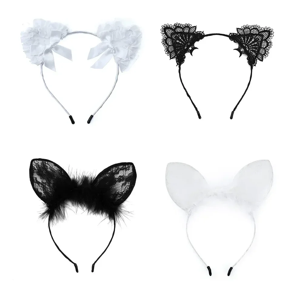 2 Fasce Per Capelli Con Orecchie Di Gatto Nero E Leopardo - Per Cosplay E Tutti I Giorni - 3