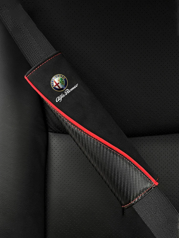 2PCS Seat Belt PU Seat Belt Pads For Alfa Romeo Giulia Stelvio 159 147 156 166 Giulietta MITO GT 4C Car Accessories