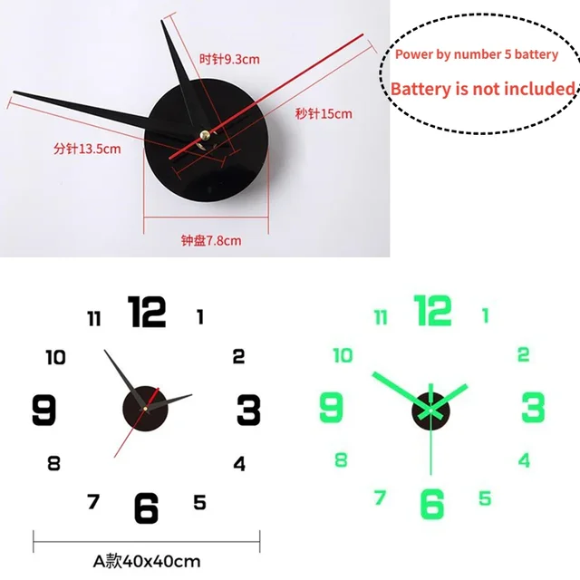 3D Luminous Wall Clock Frameless Acrylic DIY Digital Clock Wall Stickers Mute Clock for Living Room Bedroom Office Wall Decor 2