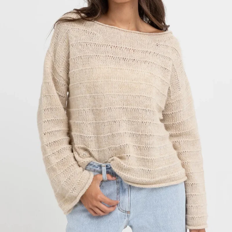 

Fall/Winter 2023 New Sweater Women's Temperament Commuting Solid Color Crewneck Long Sleeve Knitted Jumper for Women