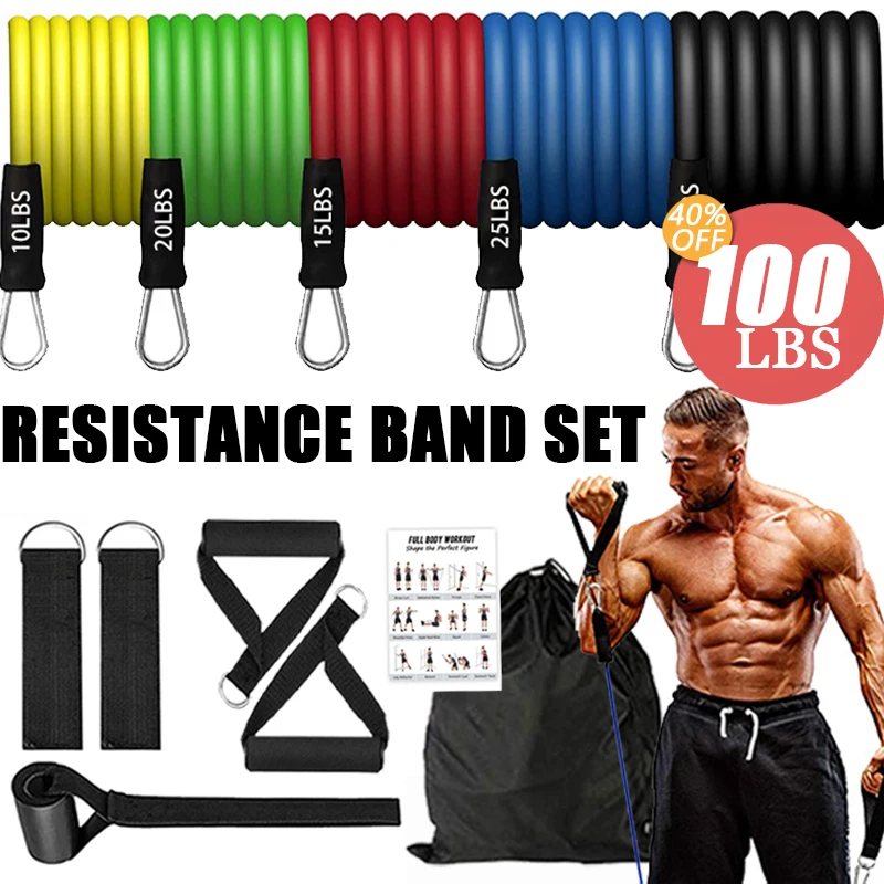 ASA Portable Pilates Bar Stick Fitness Exercise Bar Yoga Stick Resistance  Band Workout Resistance Bands Loop Set Fitness (Blue) 