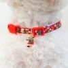 Festive Christmas Pet Collar with Santa Hat Charm - Adjustable Red Polyester Necklace for Dogs and Cats, Holiday-Themed Design 5