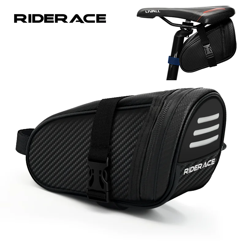 

RIDERACE Bicycle Saddle Bag Small Waterproof Storage Black Reflective For MTB Road Mountain Bike Seat Tail Rear Tool Pouch Bag