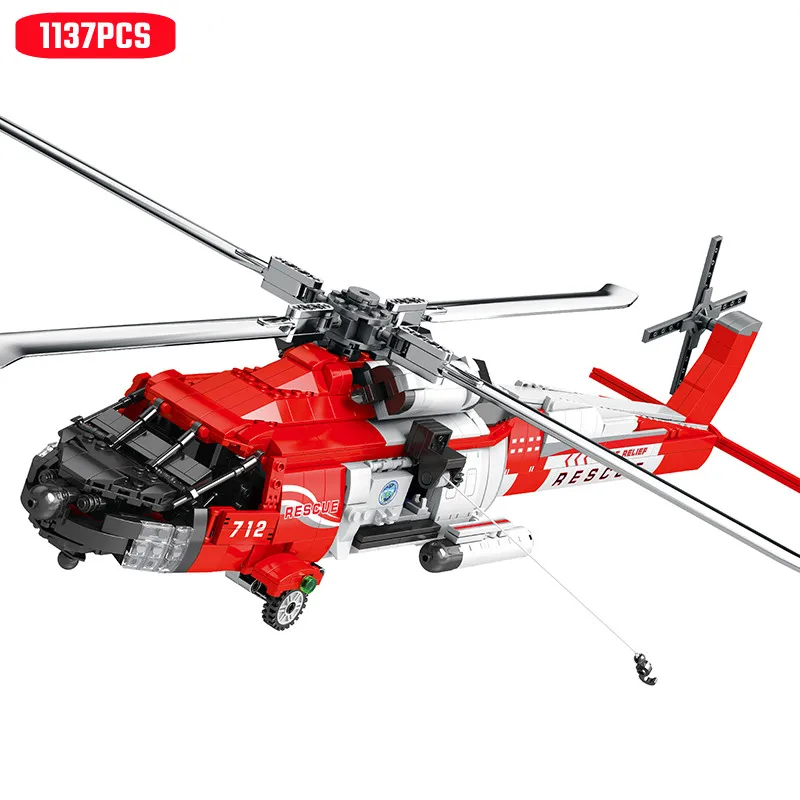 

1137pcs HH-60J Helicopter Assemblage Building Blocks MOC Military Fighter Bricks Armed Aircraft Weapons Models Boys Toys Gifts