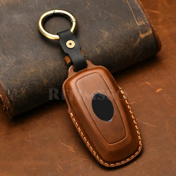 Custodia per chiave auto in pelle per Ford Fusion Edge Mustang Explorer F150 F250 F350 custodia protettiva Ecosport Shell Fob Keyless - Custodia per chiave auto in pelle per Ford Fusion Edge Mustang Explorer F150 F250 F350