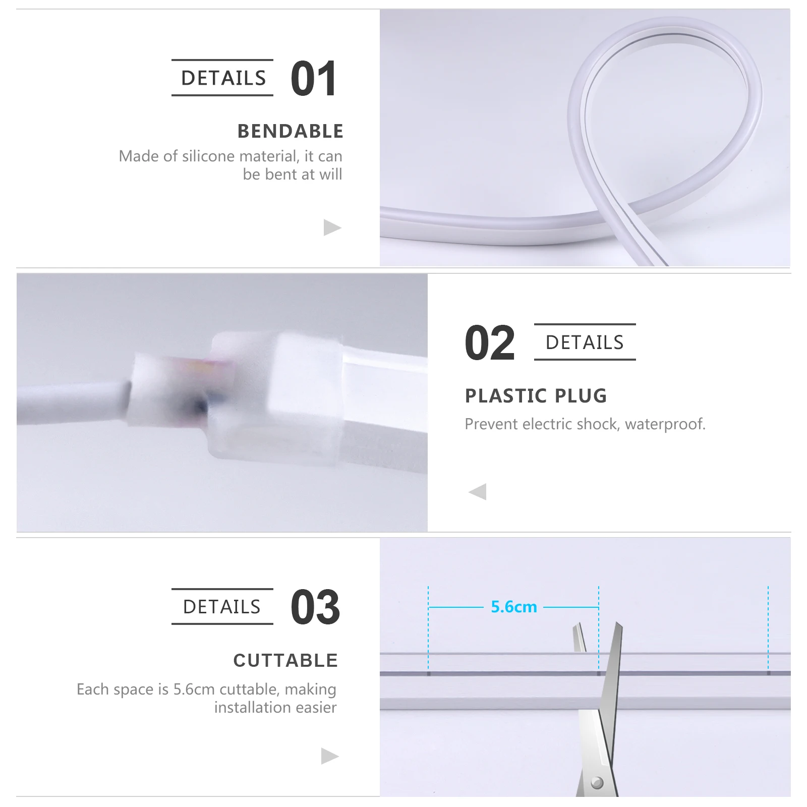 Description Picture 3 of itemEU Plug DC12V/24V RGB Neon LED Strip，1/2/3/4/5/10/15M Neon RGB Strip With Bluetooth/Remote control for Home Neon Decor Lighting