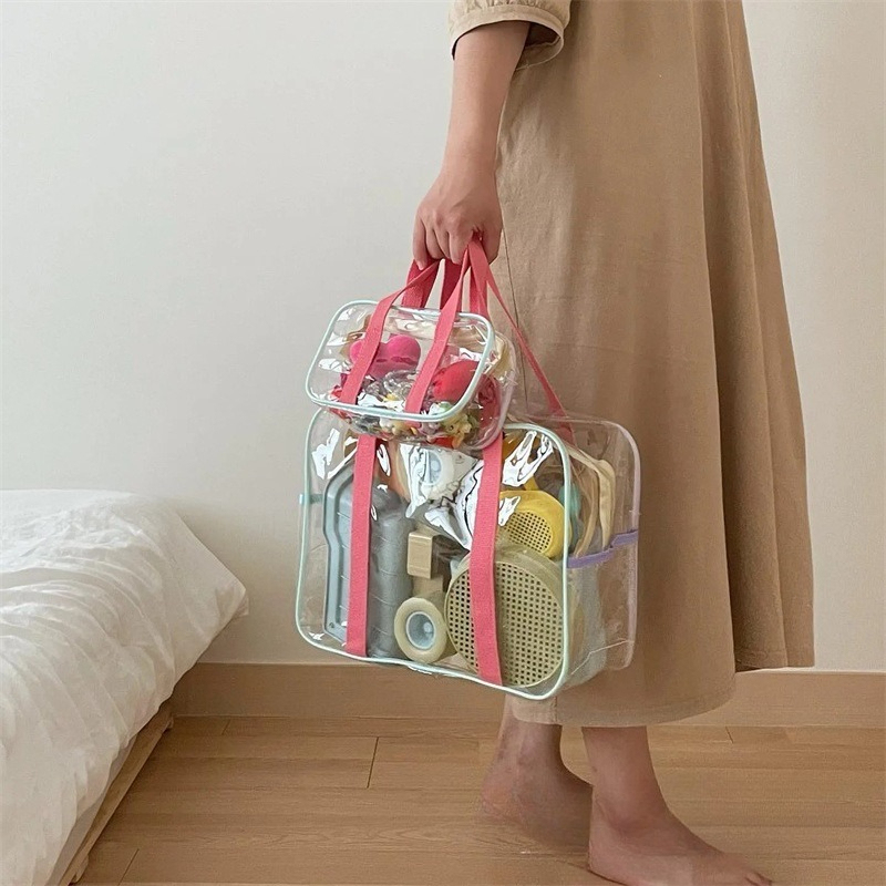 Summer Large Capacity Mommy Bag Transparent Jelly Bag for Baby Items Organizer Waterproof Beach Tote Bag Outdoor Travel Vacation