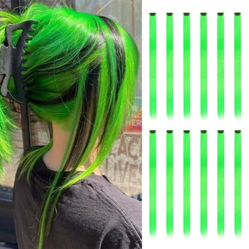 Clip sintetica nelle estensioni dei capelli 12 pezzi/pacco Festa colorata per ragazze 22 pollici Capelli lisci multicolori Posticci sintetici