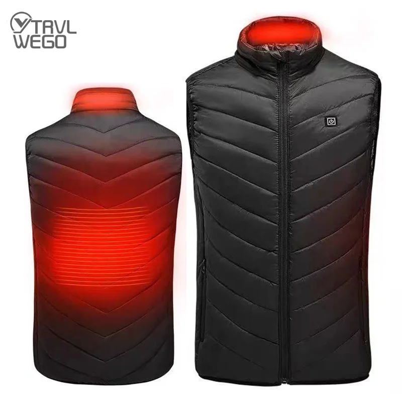 

TRVLWEGO Men Women Electric Heated Vest Heating Waistcoat USB Thermal Warm Cloth Feather Hot Sale Winter Hiking Camping Jacket