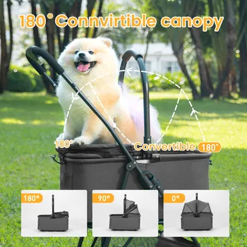 Wedyvko Luxury Detachable Pet Stroller Light Cup Holder Design Four-wheeled Universal Wheel Dog Cart Outdoor Travel Carrying Bag 4