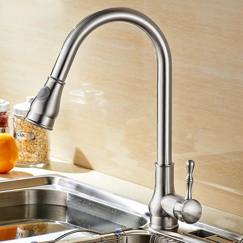 

Kitchen Black Faucet Pull-out type Can rotate 360 ° Cold and hot water tap All copper Vegetable basin faucet