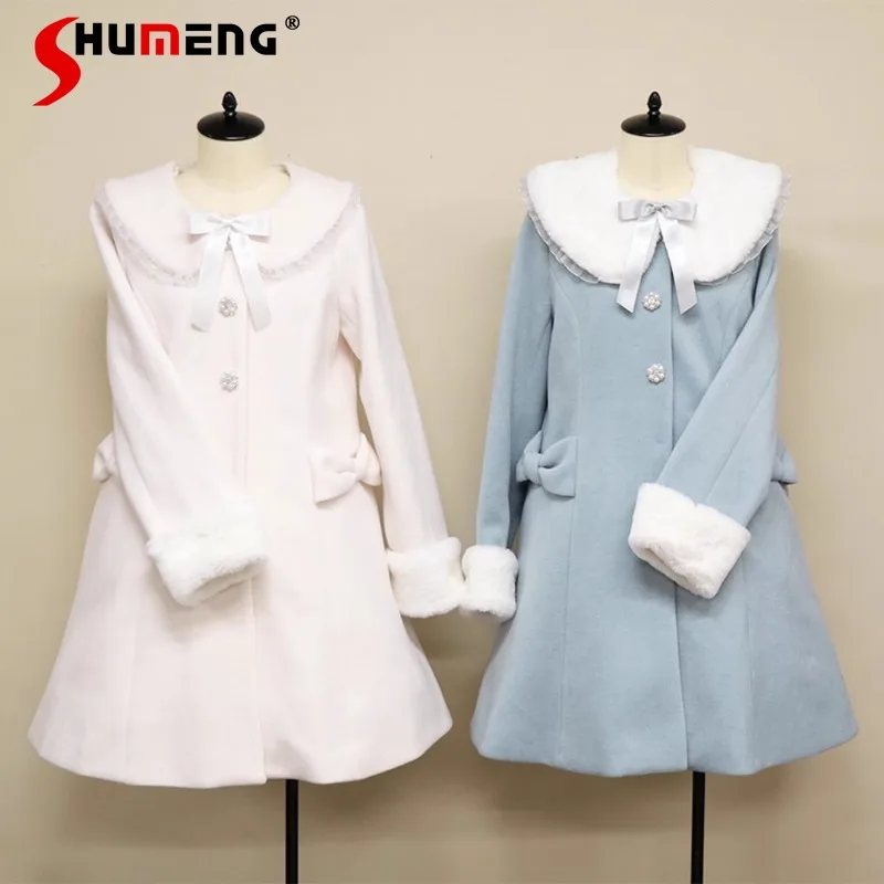 Japanese Rojita Style Women's Clothes Detachable Fur Collar Can Match All Kinds Of Small Skirt Windbreaker Coat Jaqueta Feminina