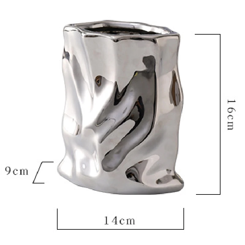 Nordic Ceramic Irregular Vase Electroplating Vase Living Room Office Decoration Simple Modern Flower Arrangement Home Decoration 6