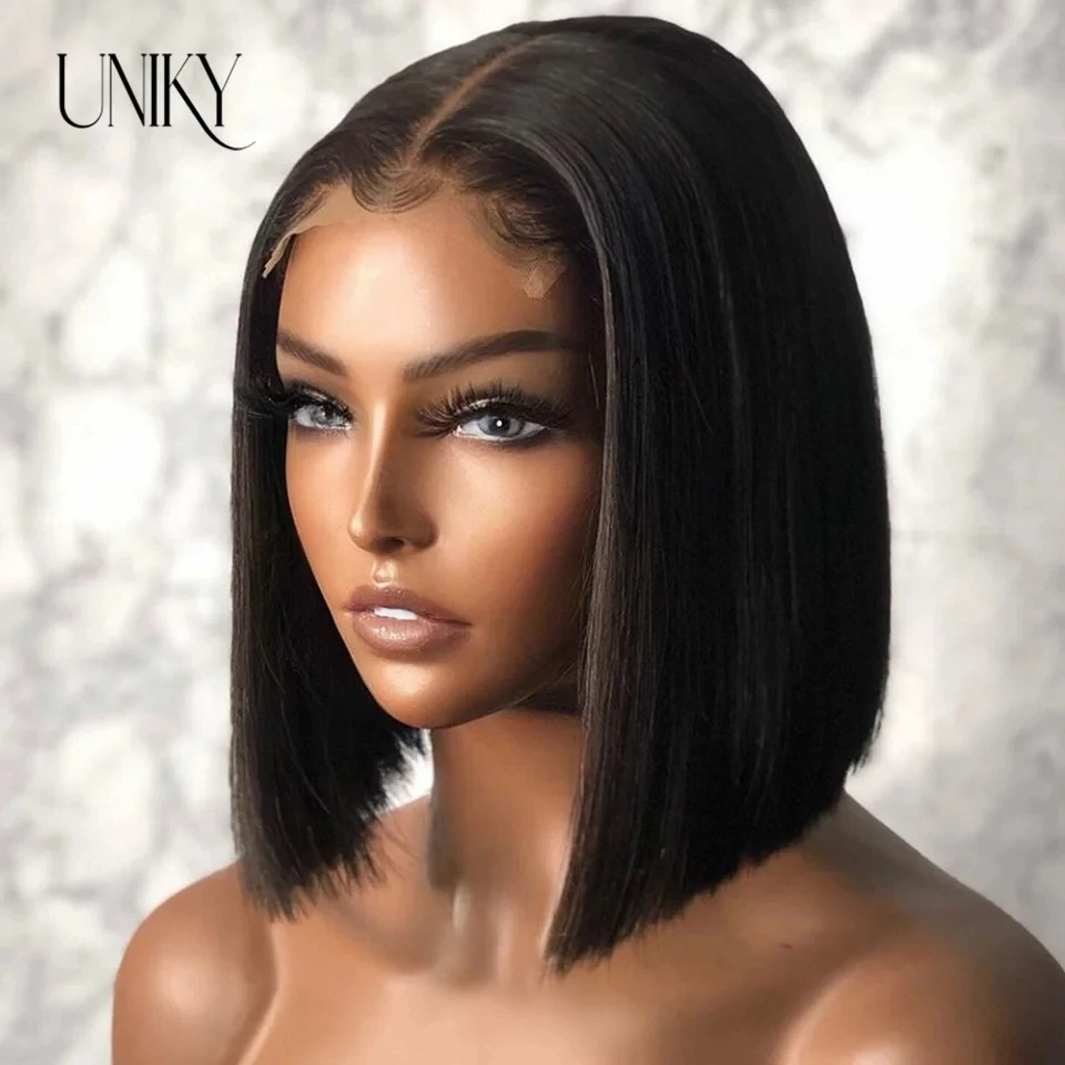 

150% Wear And Go Glueless Human Hair Wig Bob HD Lace Straight Short Bob 4x4 Lace Frontal Pre Plucked Human Wigs Ready To Go Remy