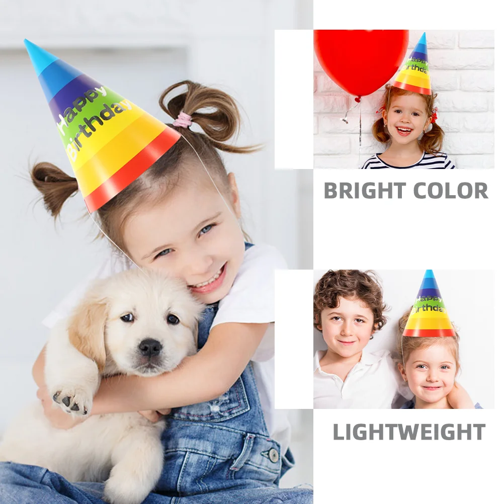 20 Pcs Rainbow Birthday Hat Party Tiara Cap Decorative Headwear Paper Portable Lovely Hats Child