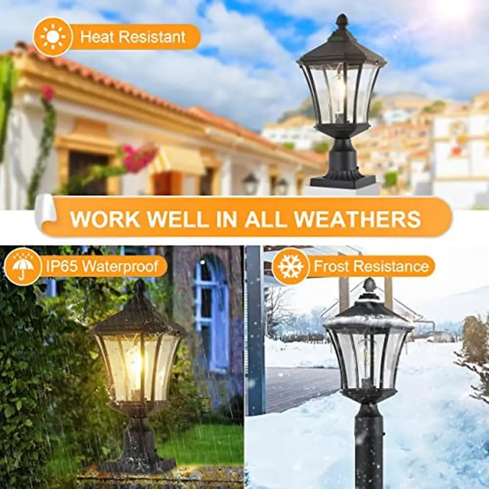Outdoor Post Lantern 20" Exterior Coach Light Die Cast Aluminum Clear Glass Pier Mount Base Weather Resistant UL Listed Bulb