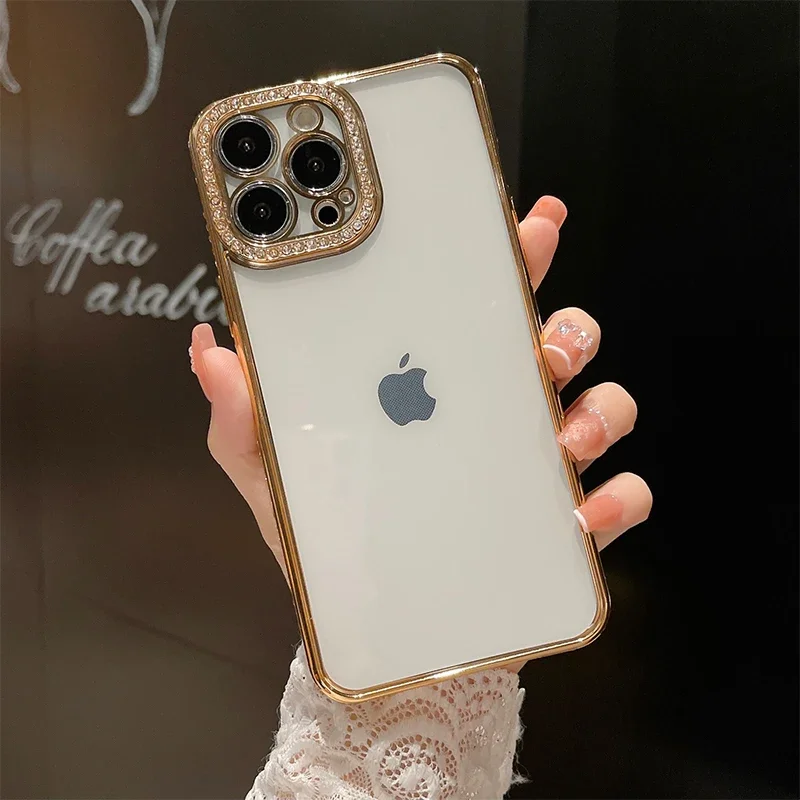 Funda suave de silicona en polvo brillante noctilucente de lujo para iPhone  15 14 Plus 13 12 11 Pro Max funda trasera de teléfono con purpurina  brillante