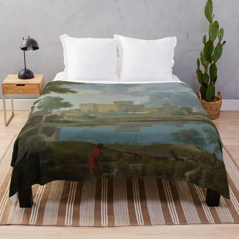 

Landscape with a Calm (Un Tem[p]s calme et serein) - Nicolas Poussin Throw Blanket Flannel Sofa Quilt Hair Blankets