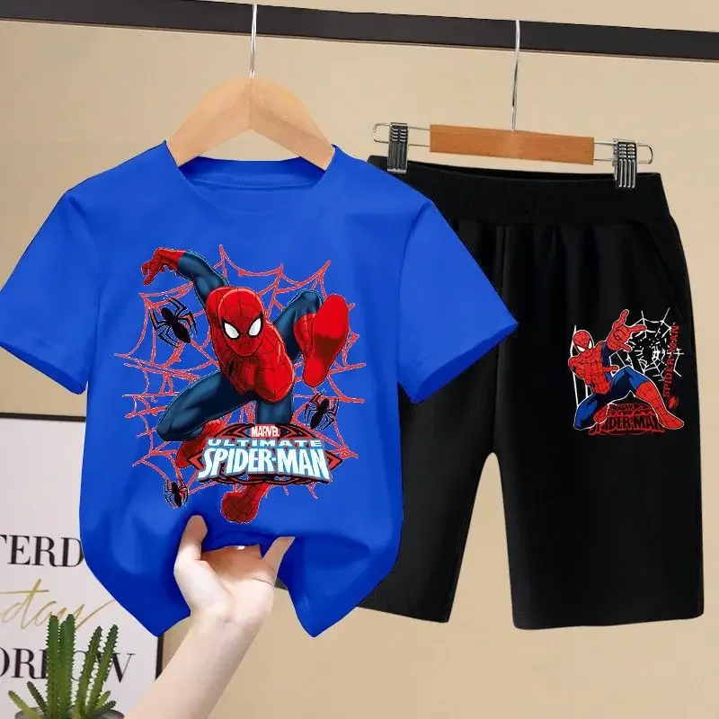 thumbnail image 1 of Conjunto de camisetas de verano de Disney para niños, Marvel Aoger Spiderman, conjunto de tendencia para bebés, pantalones cortos de manga corta, conjunto de dos piezas, ropa para niños, 1 of 4