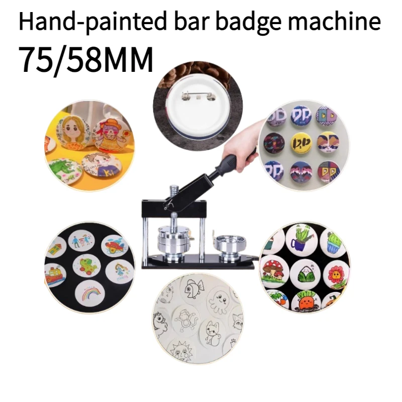 Badge Maker Machine DIY Button Pin Brooches Press Making Tool Comes with 100 Sets of Badge Materials and Circular Cutter
