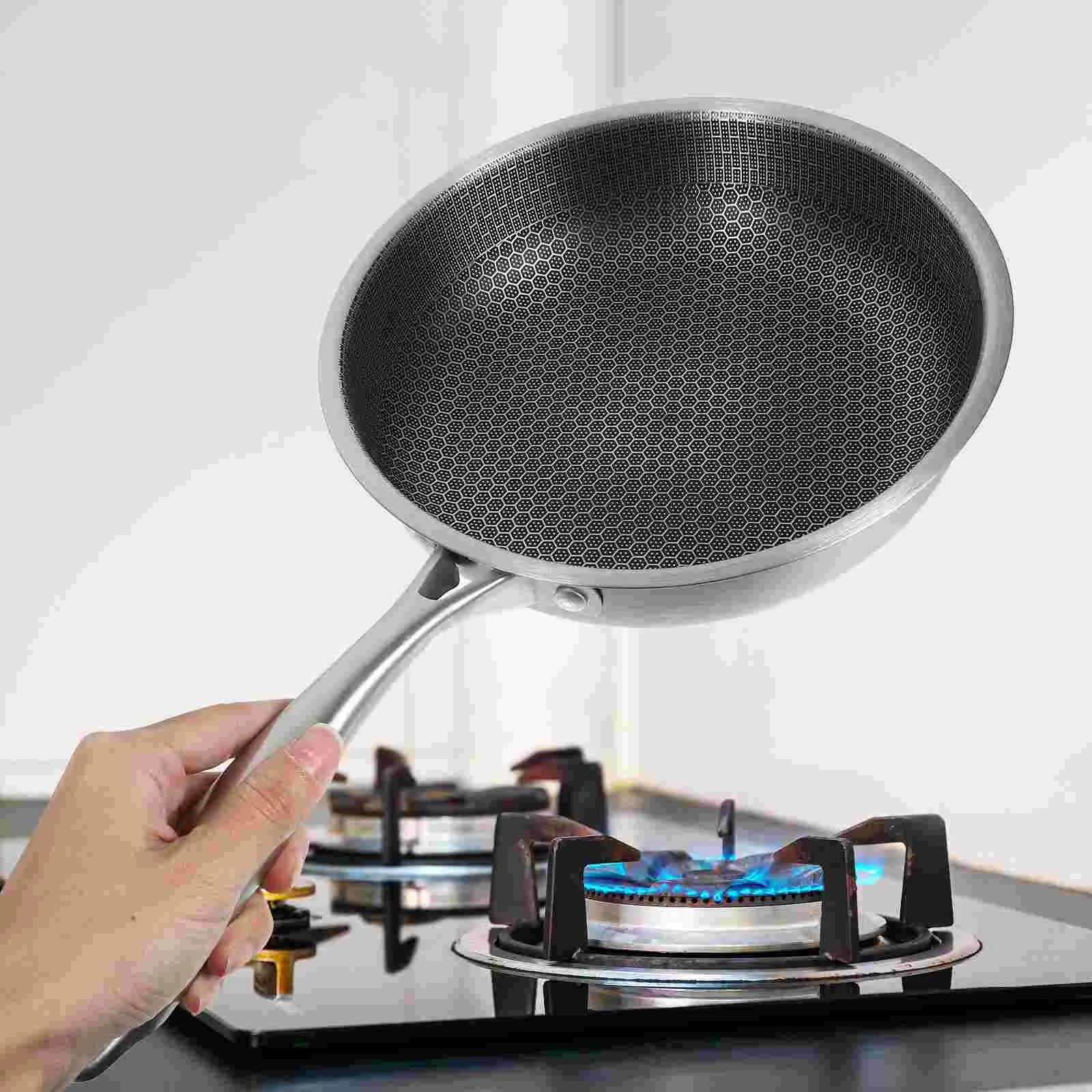 

Stainless Steel Frying Pan Kitchen Skillet Egg Frying Pan Non-Sticky Cooking Pan Honeycomb Frying Pan Kitchen Accessories