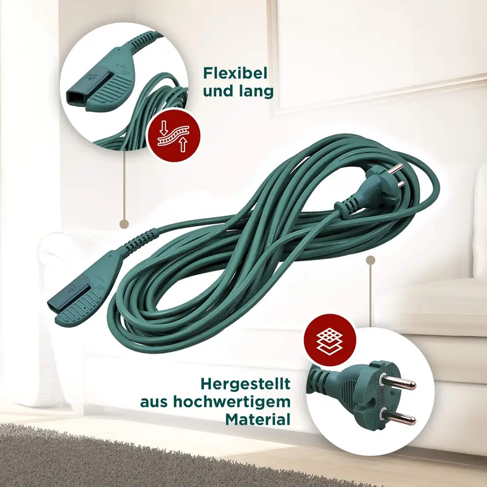 Cavo Alimentazione 7 Metri Per Aspirapolvere Vorwerk Folletto VK130 E VK131 - Ricambio Originale Compatibile