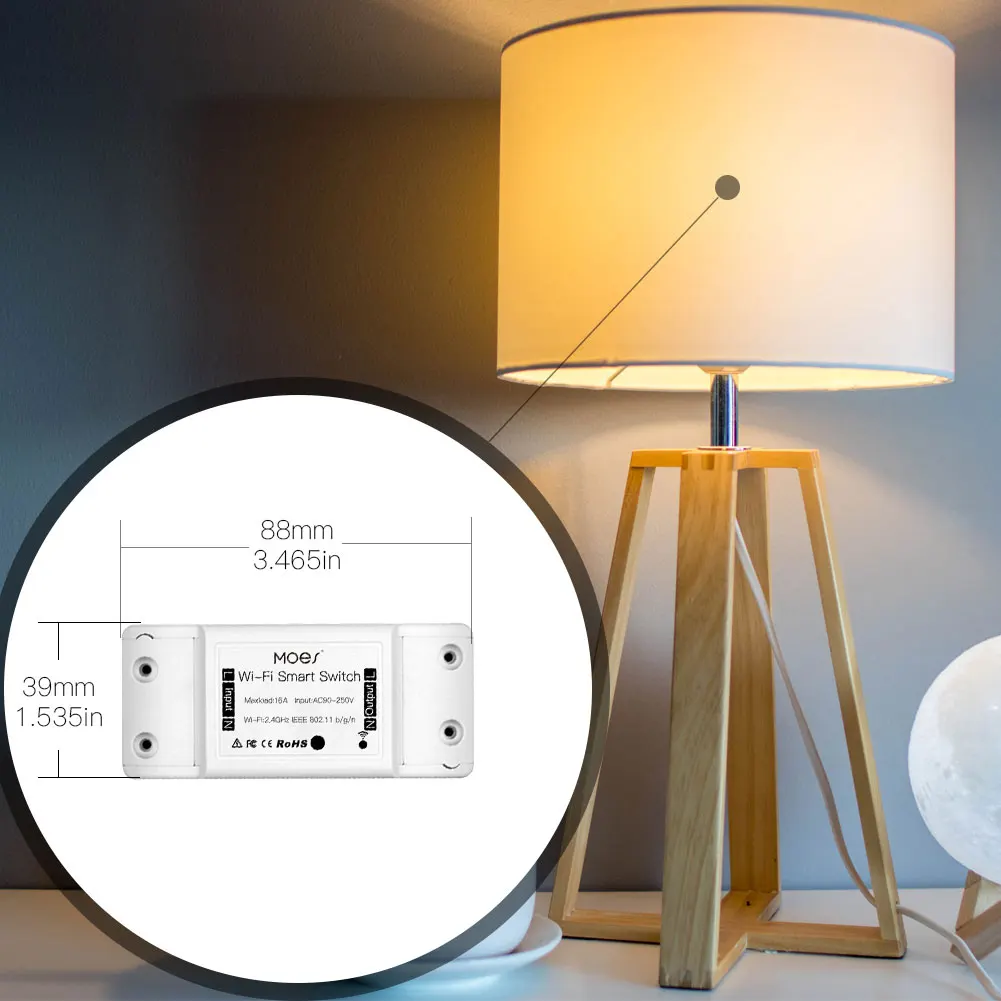 16A DIY WiFi Smart Light Switch Universal Breaker Timer Smart Life APP Wireless Remote Control Works with Alexa Google Home