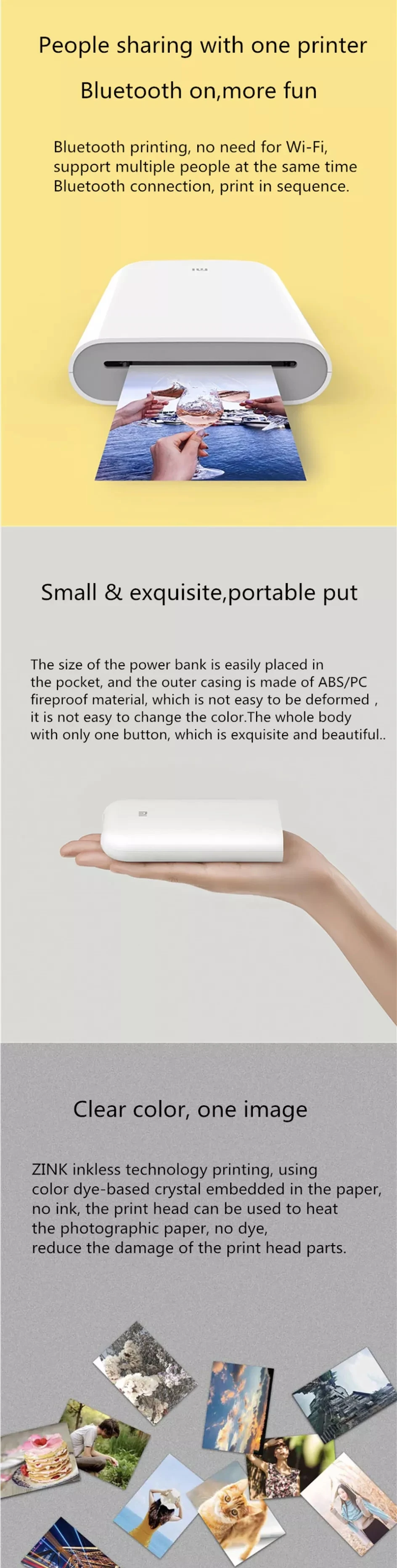 Xiaomi-Mini impresora fotográfica portátil Mi versión Global, papel  autoadhesivo de 300 DPI, inalámbrica, BT, Color térmico - AliExpress