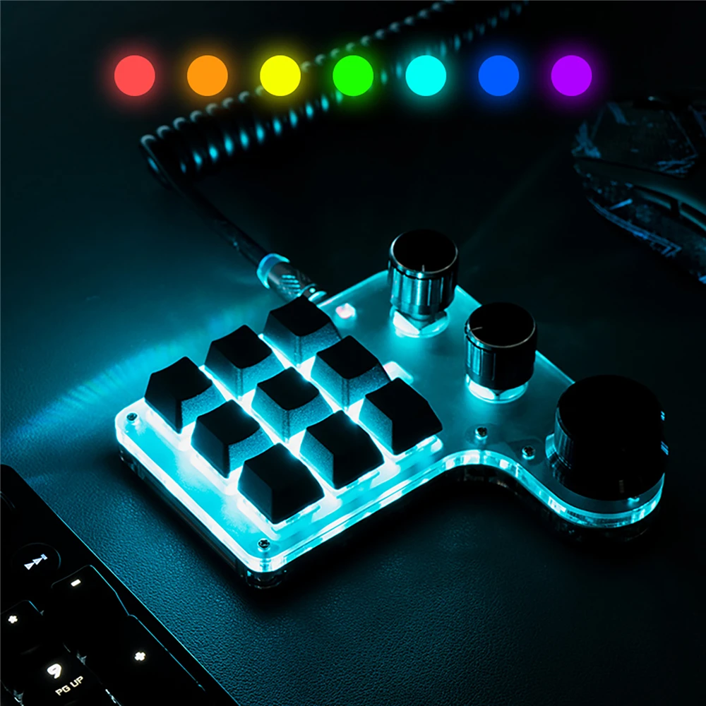 

12/ 15-Key Wireless BT RGB Keypad Copy /Paste Dual/Tri-Model Custom Keyboard Office Audio Game Shortcut Key Hot-swap Keypad