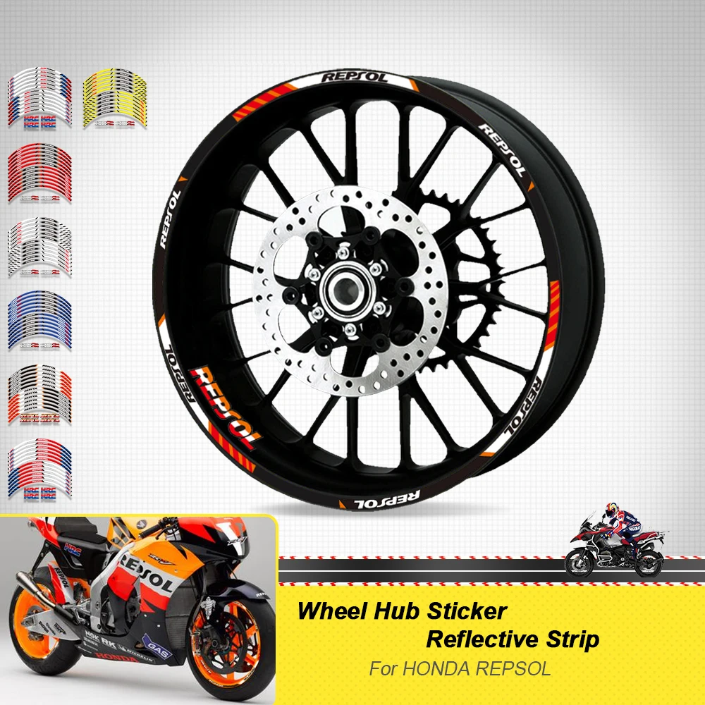 

Motorcycle Accessories Rim Wheel Sticker Reflective Decals For Honda HRC REPSOL CBR250RR CBR400RR CBR600RR CBR1000RR 17inch