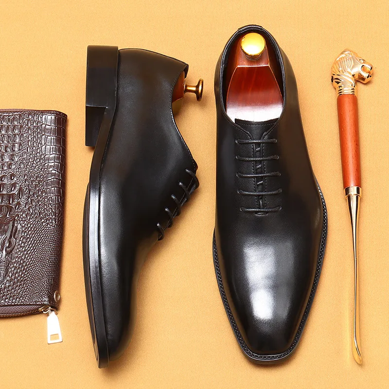 

Italian Men's Formal Shoes Luxury Genuine Leather Handmade Quality Comfortable Elegant Black Wedding Social Oxfords Shoes Man