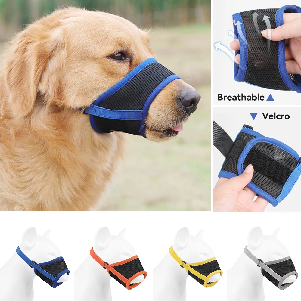 Adjustable Soft Mesh Small Medium Large Dog Muzzle Pet Accessories Breathable Anti Bark Pet Puppy Mouth Mask Cover Muzzles Dog Muzzle