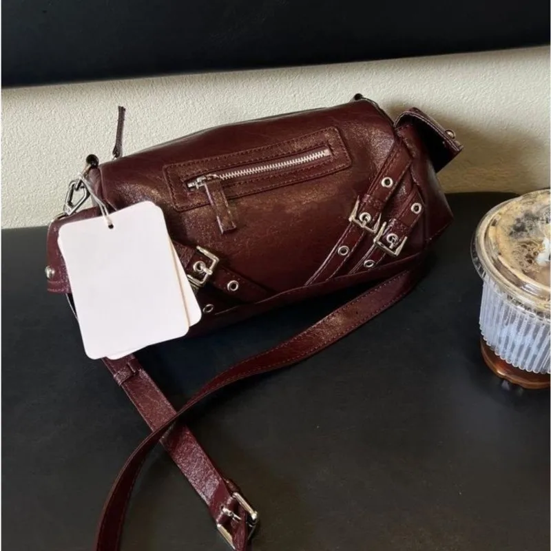 JIAERDI Retro Studded Punk Tote Bag Women Hot Girl Rock Leather Large Capacity Shoulder Bags Ladies Cylinder Crossbody Bag 2025