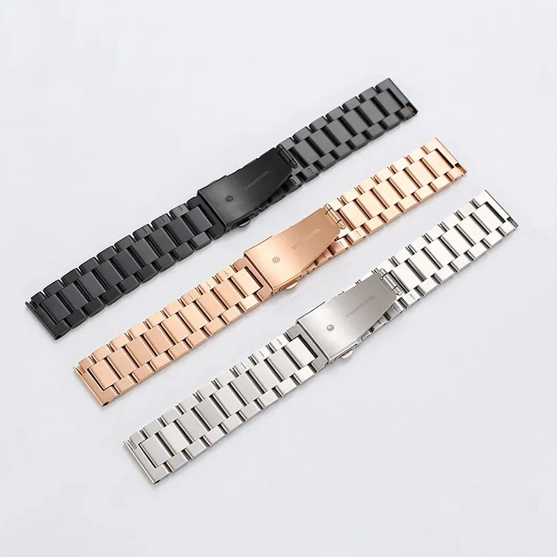 18mm 20mm 22mm 24mm Width Quick Release Full Stainless Steel Watchband Wristwatch Universal Flat Head Watch Strap Accessories
