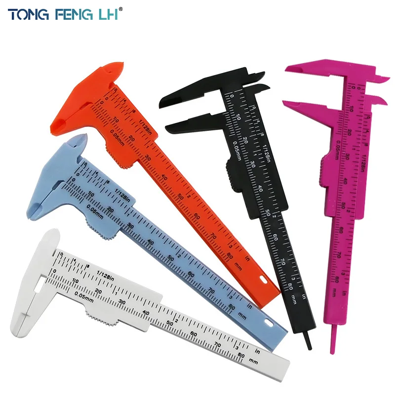 vernier caliper 1PC 0-80mm Double Rule Scale Plastic Vernier Caliper Student Dial Gauge Micrometer Measuring Ruler Inside Diameter Depth Meter
