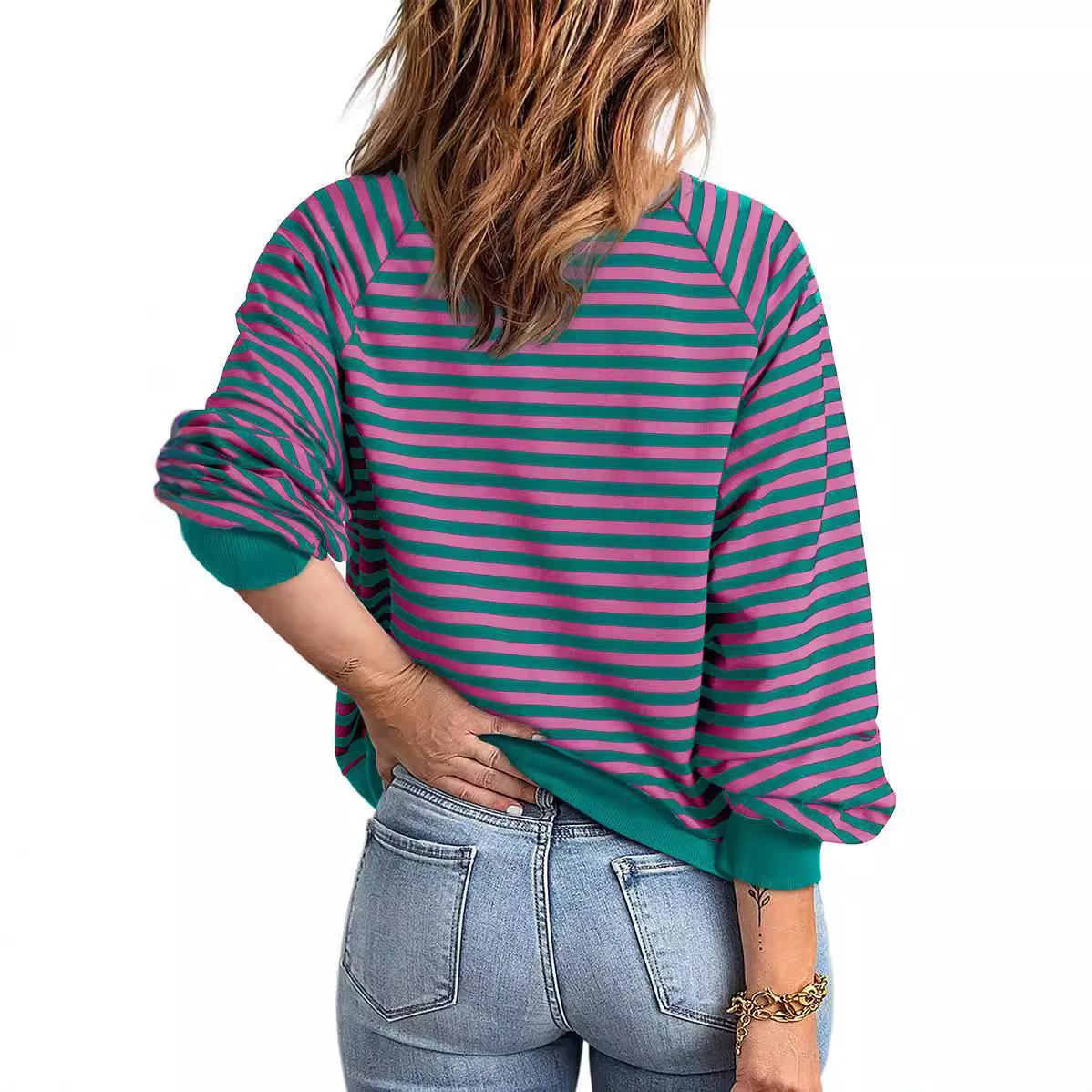 Women Autumn Striped Zip Up Jacket