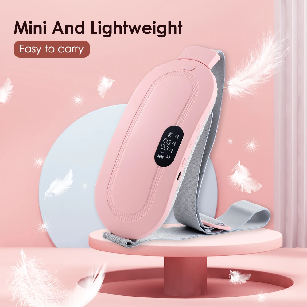 Electric Period Cramp Massager Vibrating Heating Belt for Menstrual Colic  Waist Stomach Abdominal Warm Palace Belt