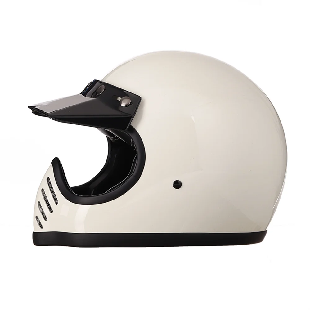 

Fiberglass Shell Full Face Vintage Motorcycle Helmet Sun Brim Dot Ece Approved Handmade Casque Lightweight Korea Style Casco Kas