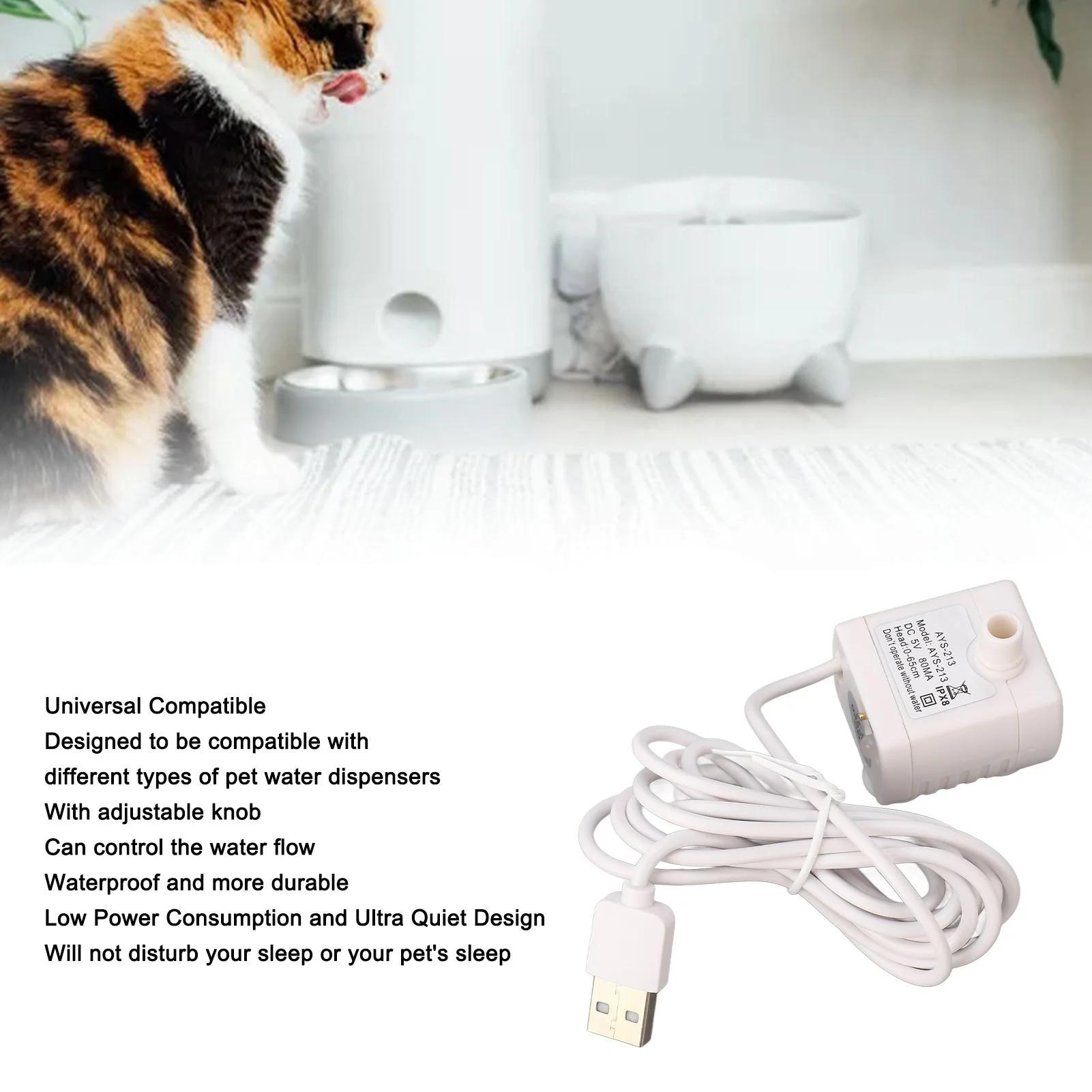 รูปสินค้า น้ําพุสัตว์เลี้ยงปั๊ม 5V USB ขับเคลื่อนที่ถอดออกได้ DC มอเตอร์ไร้แปรงน้ําพุแมวสําหรับเปลี่ยน