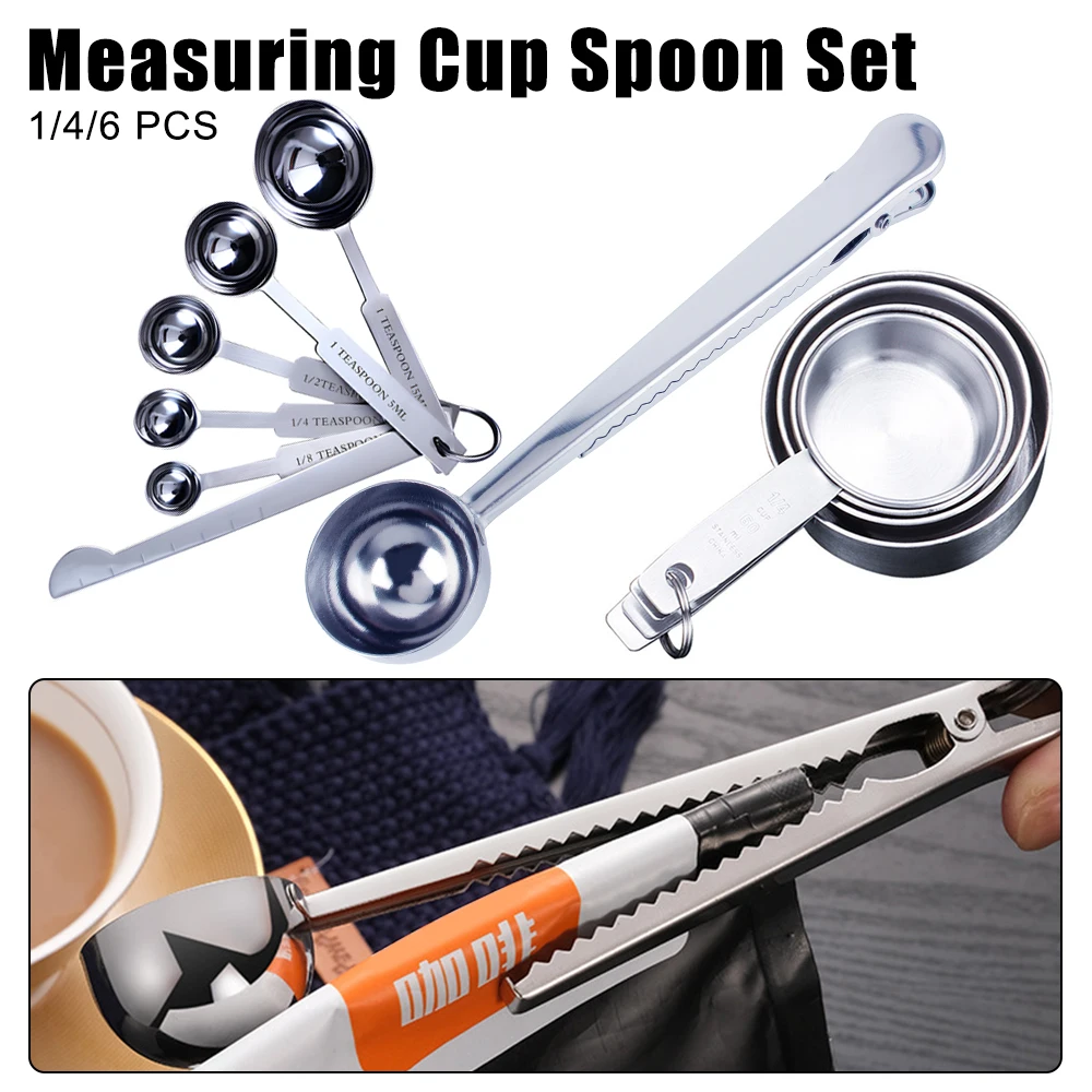Kitchen Accessories 1/4/6 PCS Stainless Steel Coffee Measuring Spoon Baking Tools Measuring Cups and Spoons Set Stackable
