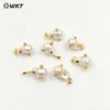WT-MP138 WKT Natural Pearl & CZ Pendant Irregular Pearl With CZ Charm Women Fashion Necklace Women Gift Jewelry Findings 2