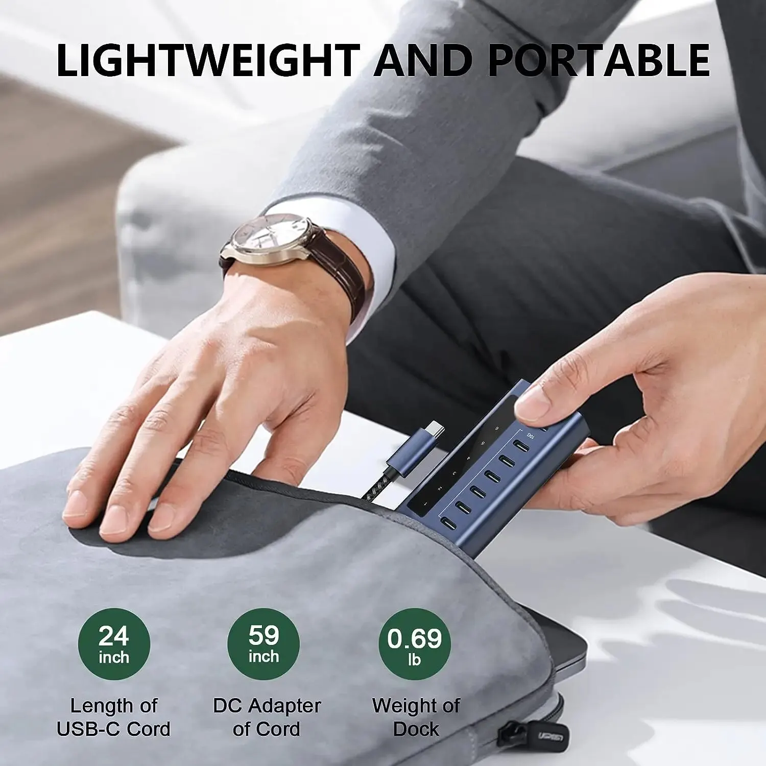 Minisopuru Powered USB C Hub 7 in 1 Type C 3.2 Hub Supports 10Gbps Data Fast Charging Adapter for MacBook Pro Air iMac iPad Hub 4