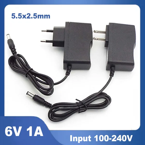 

AC DC 6V 1A Power Supply Adapter 5.5mm CCTV Modem Router Charger BP Monitor Power Supply Adaptor EU US Plug