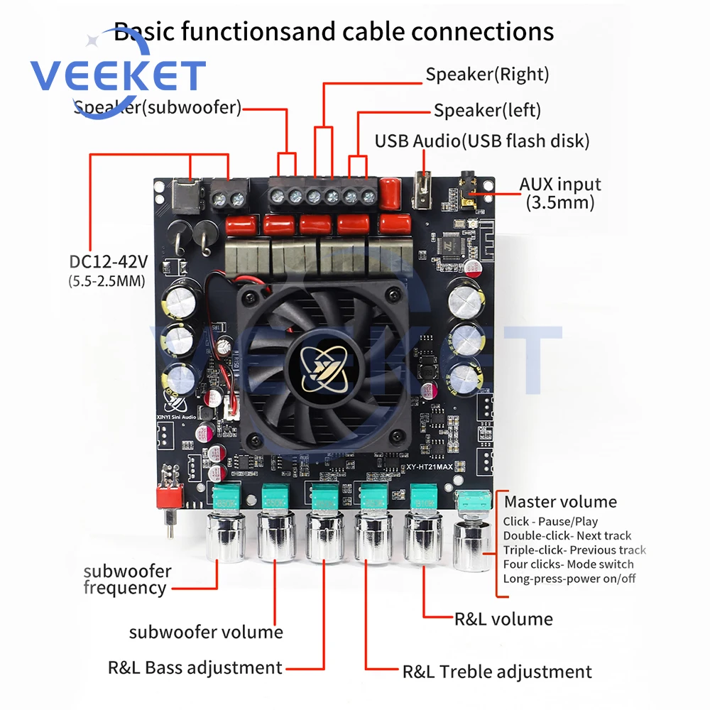 DC 12-42V XY-HT21MAX Channel Power Audio Stereo Subwoofer