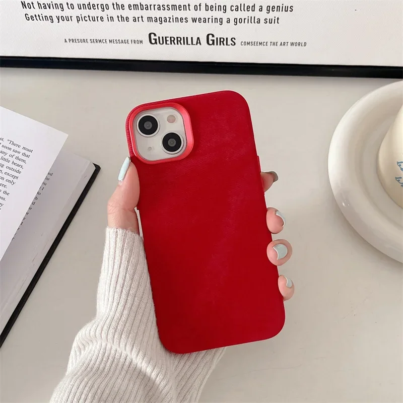Flannel MagSafe Matte Wireless Charging Phone Case with Microfiber Pattern Protective Shell