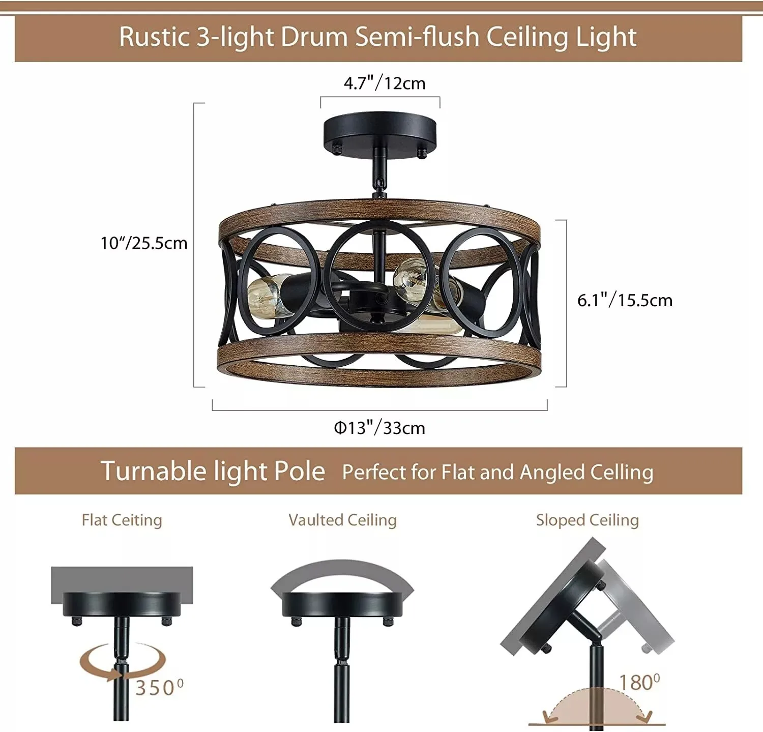 Creative Framework Chandelier Light Pendant Lamp Rotatable Ceiling Light Fixture 2